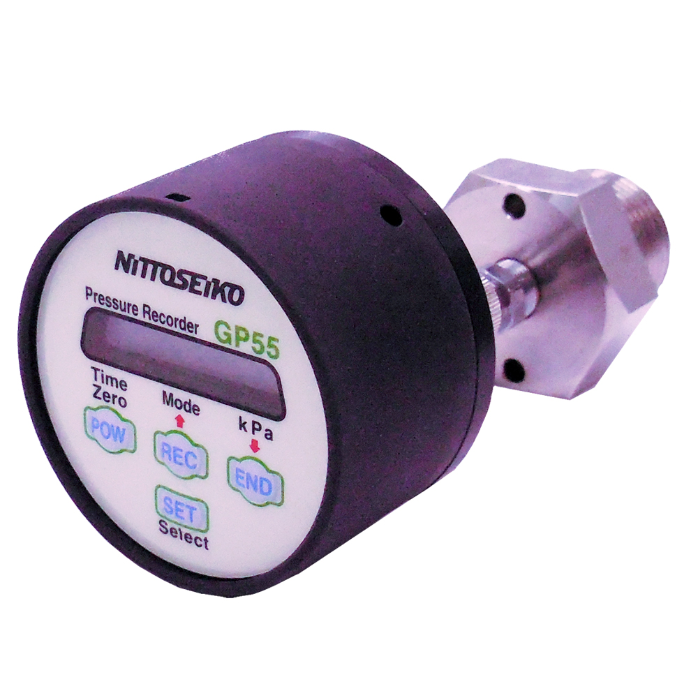 GP55 -  （計測・検査装置｜計装（データ監視／記録装置））：都市ガス低圧導管圧力を時系列に長時間記録。最低圧力値と発生時刻を自動的に検出し、デジタル表示することができます。